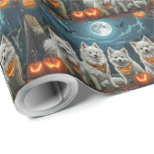 American Eskimo Halloween Spooky Geschenkpapier (Rolleneckpunkt)