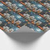 American Eskimo Halloween Spooky Geschenkpapier (Ecke)
