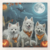 American Eskimo Halloween Spooky Glasuntersetzer (Vorderseite)