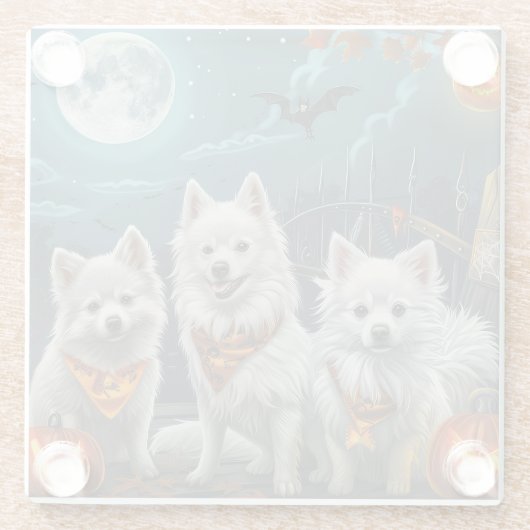 American Eskimo Halloween Spooky Glasuntersetzer (Rückseite)