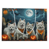 American Eskimo Halloween Spooky Große Geschenktüte (Rückseite)