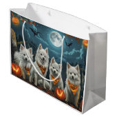 American Eskimo Halloween Spooky Große Geschenktüte (Rückseite Schrägansicht)