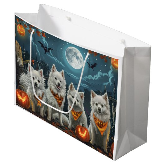 American Eskimo Halloween Spooky Große Geschenktüte (Vorderseite Schrägansicht)
