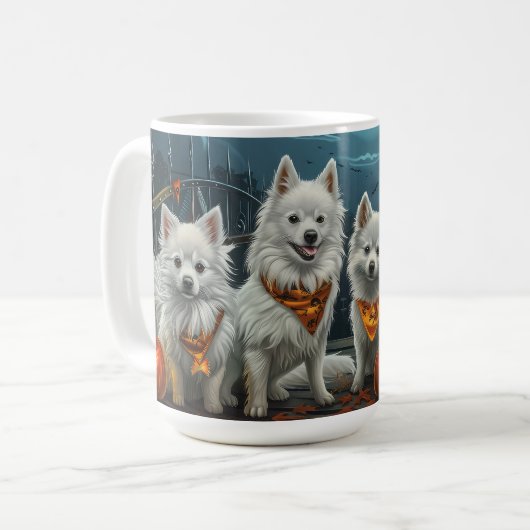 American Eskimo Halloween Spooky Kaffeetasse (Vorderseite Links)