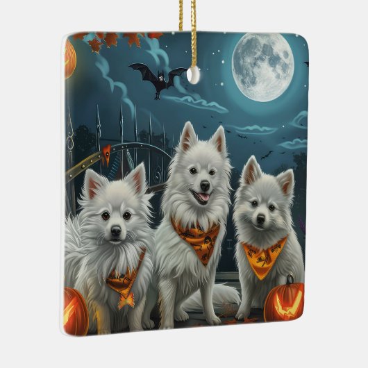 American Eskimo Halloween Spooky Keramikornament (Rechts)