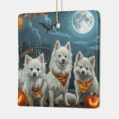 American Eskimo Halloween Spooky Keramikornament (Links)