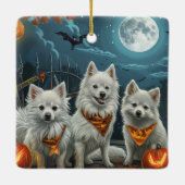 American Eskimo Halloween Spooky Keramikornament (Rückseite)