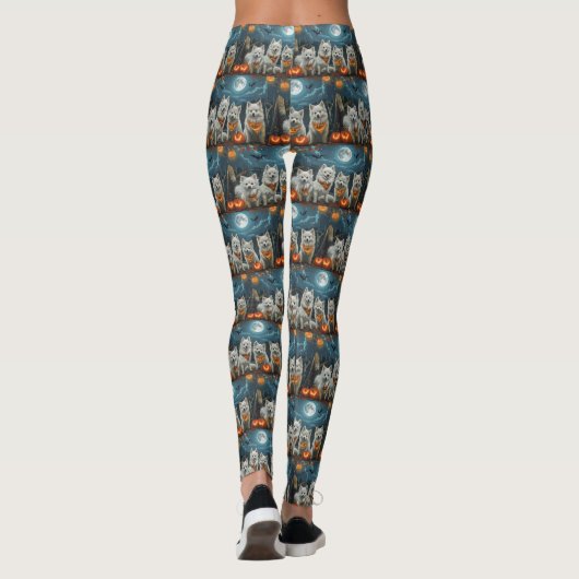 American Eskimo Halloween Spooky Leggings (Rückseite)