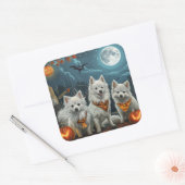 American Eskimo Halloween Spooky Quadratischer Aufkleber (Umschlag)