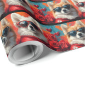 American Eskimo Heart Rose Valentinstag Geschenkpapier (Rolleneckpunkt)