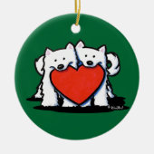 American Eskimo Heartfelt Duo Keramik Ornament (Vorne)