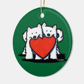 American Eskimo Heartfelt Duo Keramik Ornament (Links)