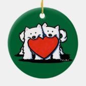 American Eskimo Heartfelt Duo Keramik Ornament (Hinten)