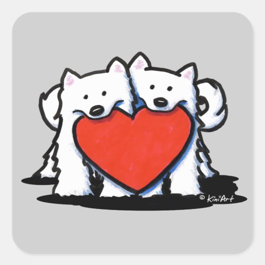 American Eskimo Heartfelt Duo Square Sticker (Vorderseite)