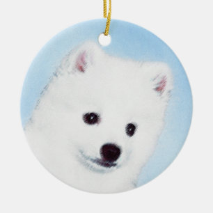 American Eskimo Hund Gemälde - Originale Hundekuns Keramik Ornament