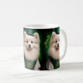 American Eskimo Hund in St. Patrick's Day Dress Kaffeetasse (VorderseiteRechts)