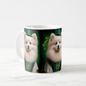 American Eskimo Hund in St. Patrick's Day Dress Kaffeetasse (Vorderseite Links)