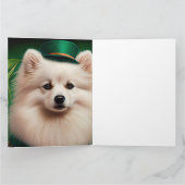 American Eskimo Hund in St. Patrick's Day Dress Karte (Innenseite)