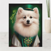 American Eskimo Hund in St. Patrick's Day Dress Karte (Vorderseite)