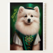 American Eskimo Hund in St. Patrick's Day Dress Planer (Rückseite)