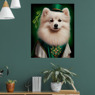 American Eskimo Hund in St. Patrick's Day Dress Poster