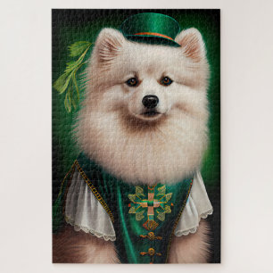 American Eskimo Hund in St. Patrick's Day Dress Puzzle