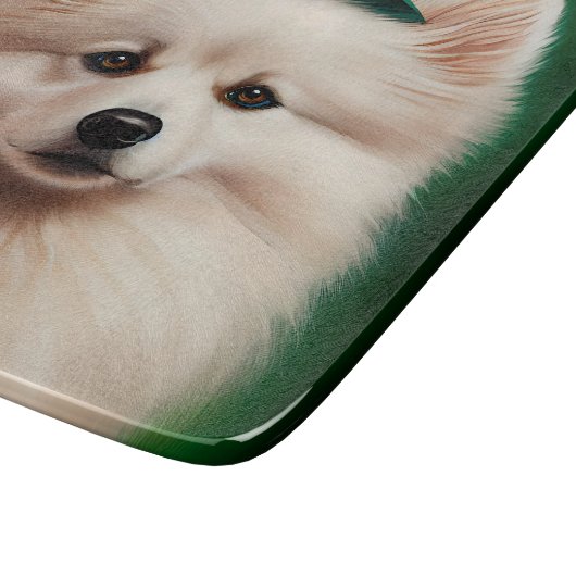 American Eskimo Hund in St. Patrick's Day Dress Schneidebrett (Ecke)
