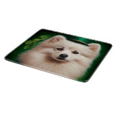 American Eskimo Hund in St. Patrick's Day Dress Schneidebrett (Ecke)