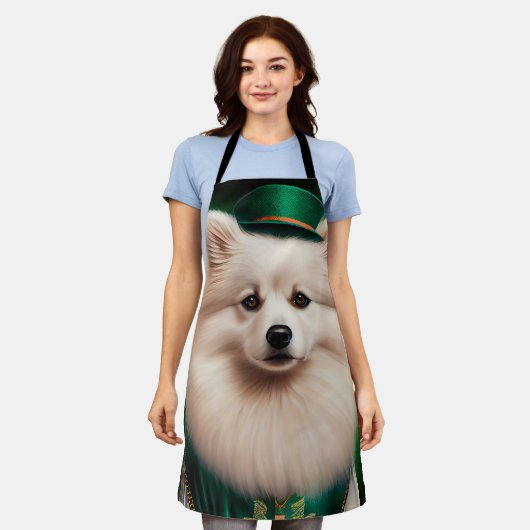 American Eskimo Hund in St. Patrick's Day Dress Schürze (Getragen)