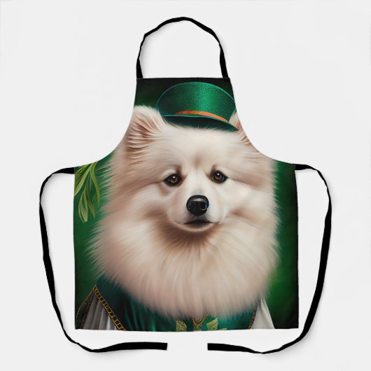 American Eskimo Hund in St. Patrick's Day Dress Schürze (Vorderseite)