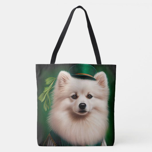 American Eskimo Hund in St. Patrick's Day Dress Tasche (Vorderseite)