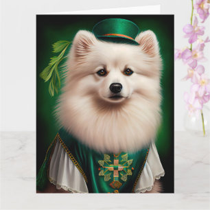 American Eskimo Hund in St. Patrick's Day Kleidche Karte
