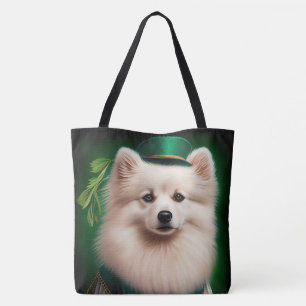 American Eskimo Hund in St. Patrick's Day Kostüm Tasche