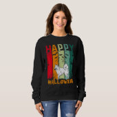 American Eskimo Hund Retro-Stil Halloween-Abendess Sweatshirt (Vorne ganz)