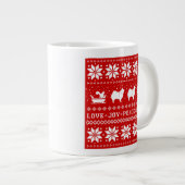 American Eskimo Hunde Holiday Liebe Joy Peace Eski Jumbo-Tasse (Vorderseite Rechts)