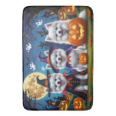 American Eskimo Hunde Pumpkin Halloween Funny Badematte (Vorderseite Vertikal)