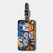 American Eskimo Hunde Pumpkin Halloween Funny Gepäckanhänger (Vorderseite vertikal)