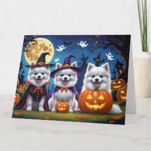 American Eskimo Hunde Pumpkin Halloween Funny Karte