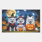 American Eskimo Hunde Pumpkin Halloween Funny Rechteckiger Aufkleber (Vorderseite)
