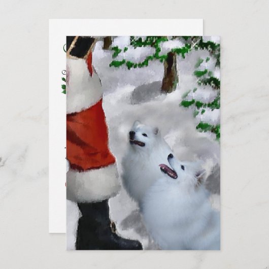 American Eskimo Hunde treffen Weihnachtskarte (Vorne/Hinten)