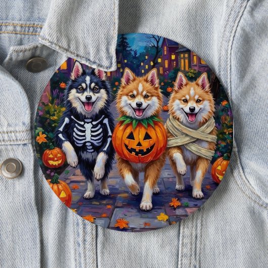 American Eskimo Hunde Trick-or-Treating Halloween Button (Beispiel)