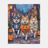 American Eskimo Hunde Trick-or-Treating Halloween Fleecedecke (Vorderseite)