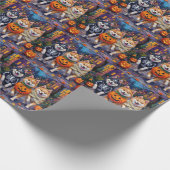 American Eskimo Hunde Trick-or-Treating Halloween Geschenkpapier (Ecke)