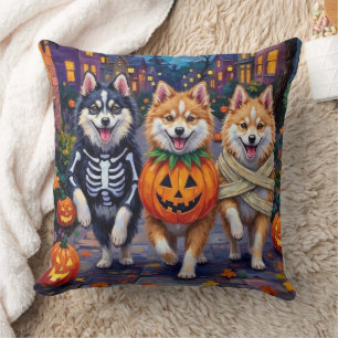 American Eskimo Hunde Trick-or-Treating Halloween Kissen