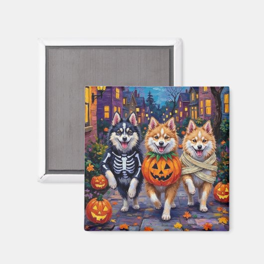 American Eskimo Hunde Trick-or-Treating Halloween Magnet (Vorderseite/Rückseite)