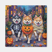 American Eskimo Hunde Trick-or-Treating Halloween Magnet (Vorne)