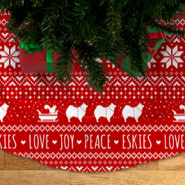 American Eskimo Hunde Weihnachten Eskie Holiday Polyester Weihnachtsbaumdecke