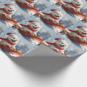 American Eskimo in Sledge Let it Snow Christmas Geschenkpapier (Ecke)