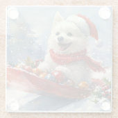 American Eskimo in Sledge Let it Snow Christmas Glasuntersetzer (Rückseite)