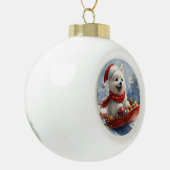 American Eskimo in Sledge Let it Snow Christmas Keramik Kugel-Ornament (Links)